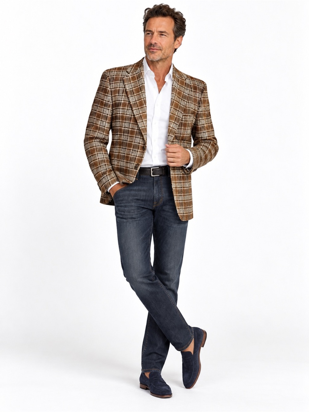 Joseph Abboud 100% Wool Brown Plaid Blazer | 40R | Classic Tailored Sport Coat - Picture 10 of 11